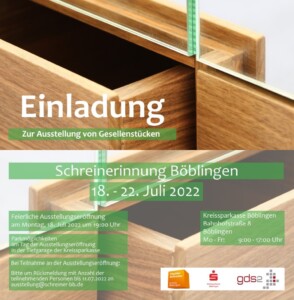 Einladung zur Gesellenstück-Ausstellung der Schreiner-Innung Böblingen 2022